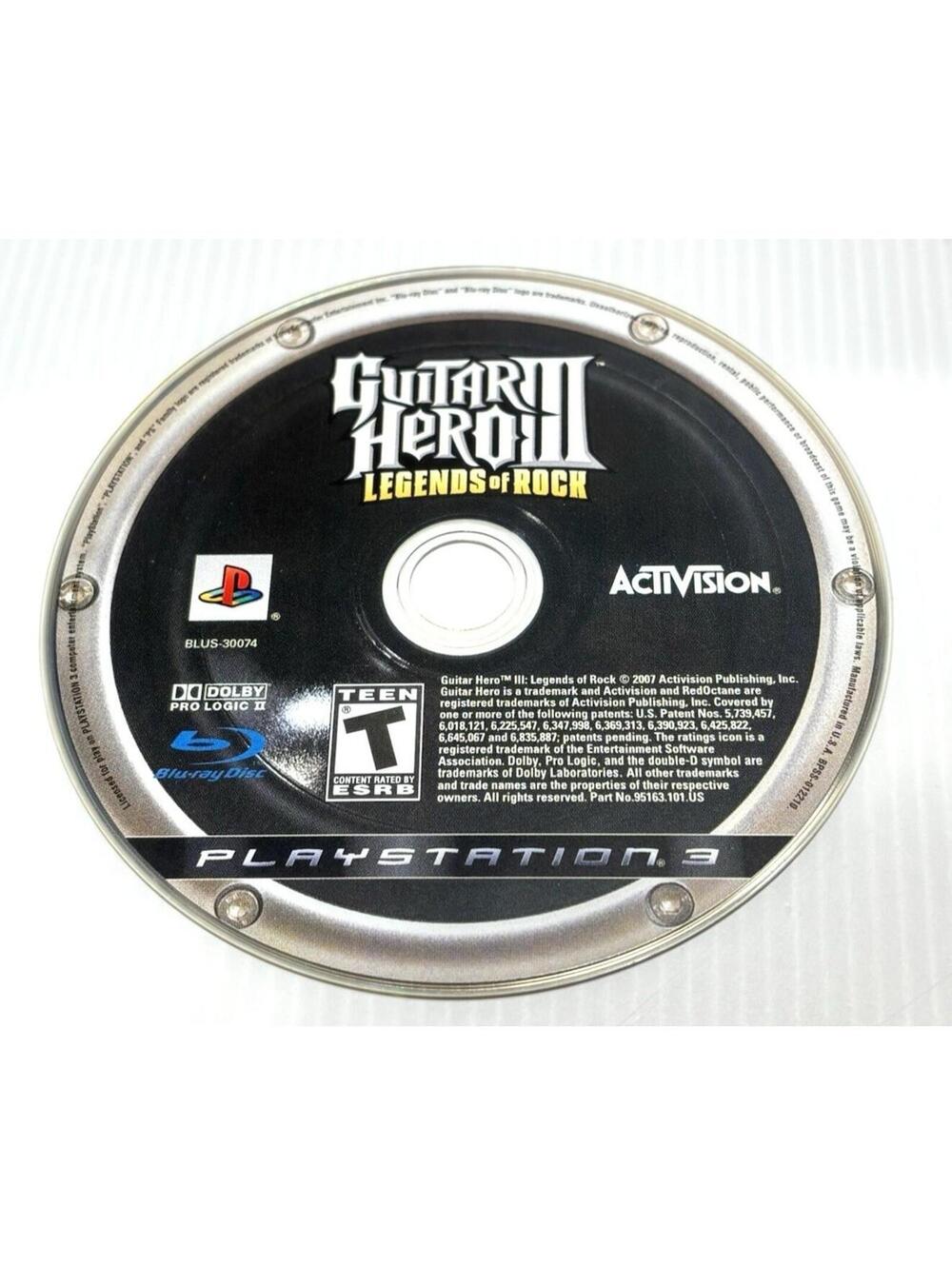 Guitar Hero III Legends of Rock PS3 Sony PlayStation 3 Game Disc Only BLUS-30074